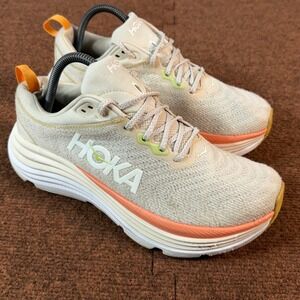 A- Hoka Gaviota 5 Womens 9B Vanilla Lettuce Leaf Stability Running Shoes 1134235